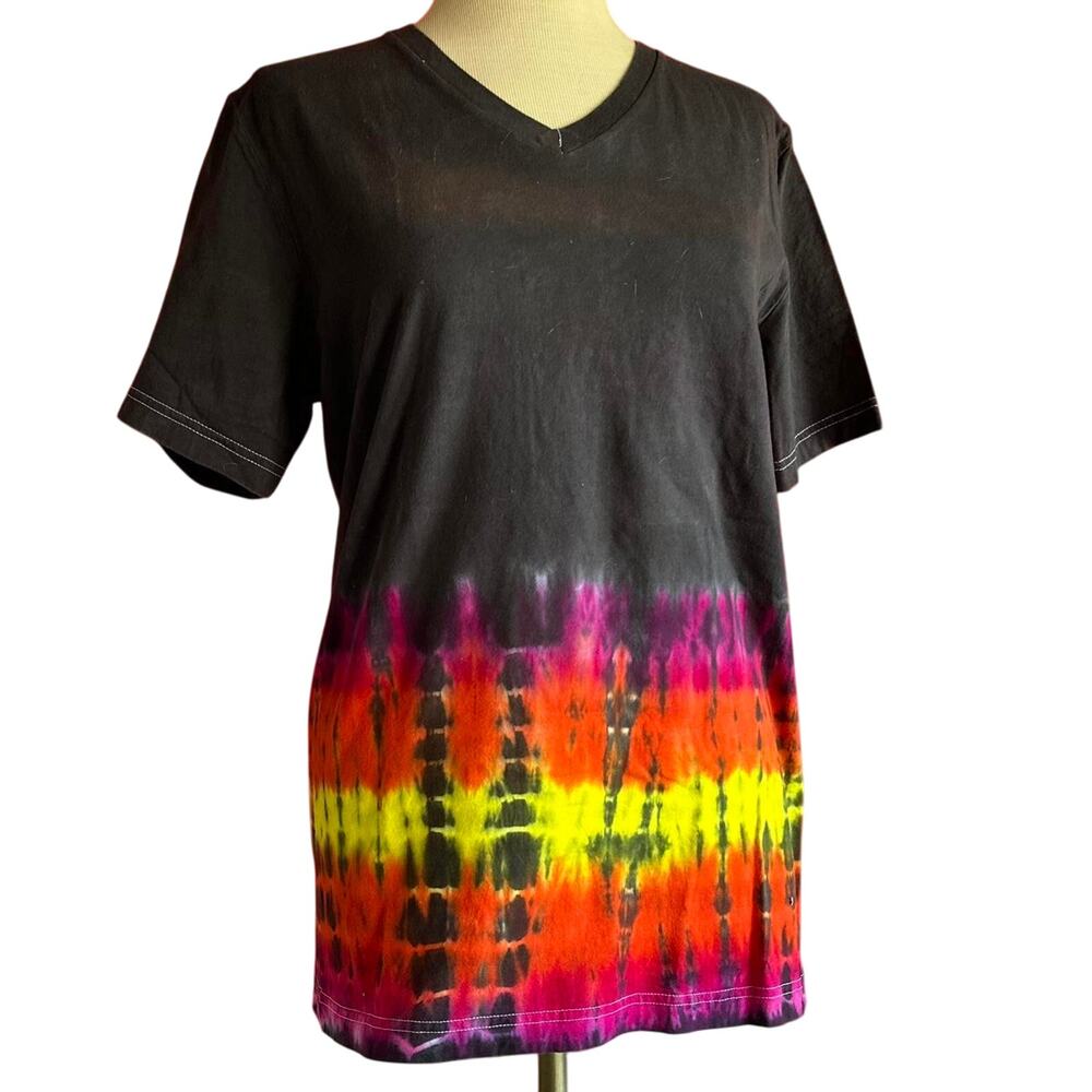 Mens Shirt Size Large Black Tie Dye Festival Vacation Handmade Hippy Concert Fun